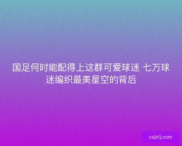 国足何时能配得上这群可爱球迷 七万球迷编织最美星空的背后