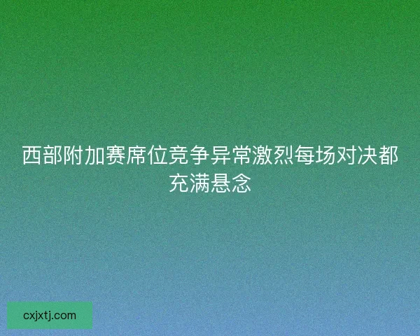 西部附加赛席位竞争异常激烈每场对决都充满悬念